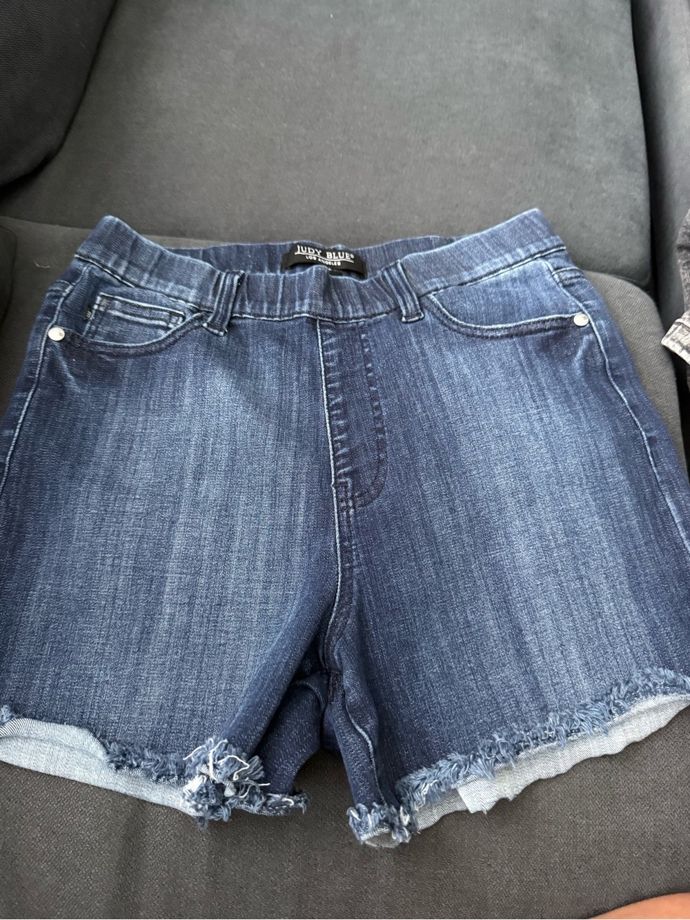 Judy Blue Indigo Frayed Hem Denim Shorts